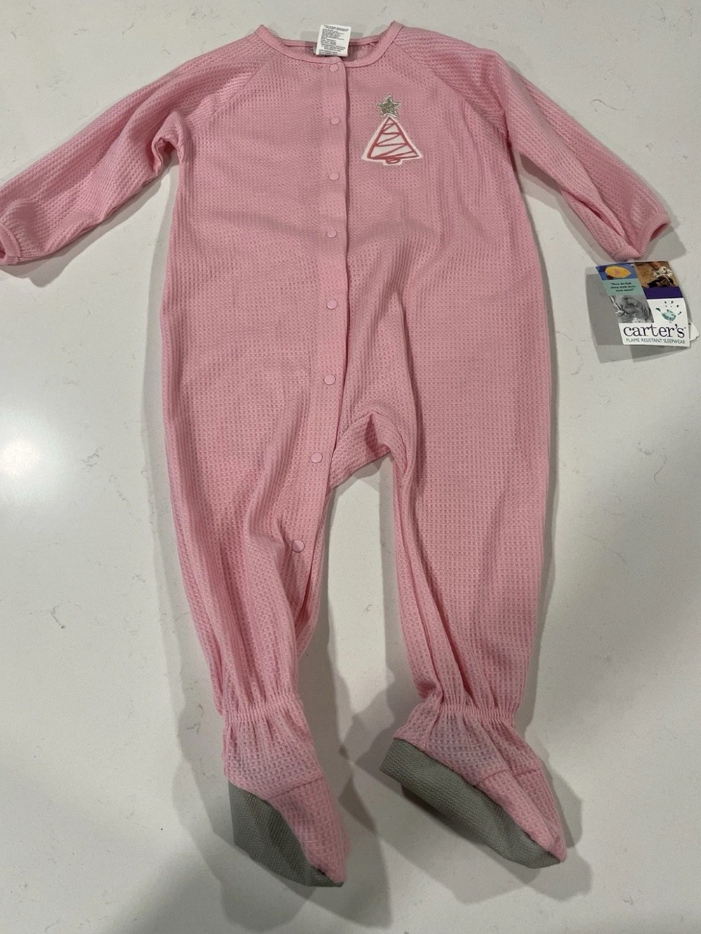 Vintage Carter's Light Pink Waffle Footed One-Piece Sleepsuit